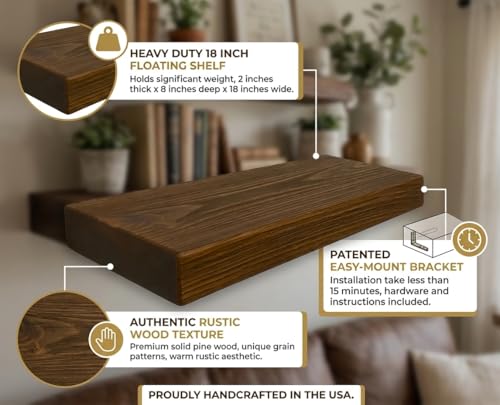 18 Inch Wooden Floating Shelves for Wall