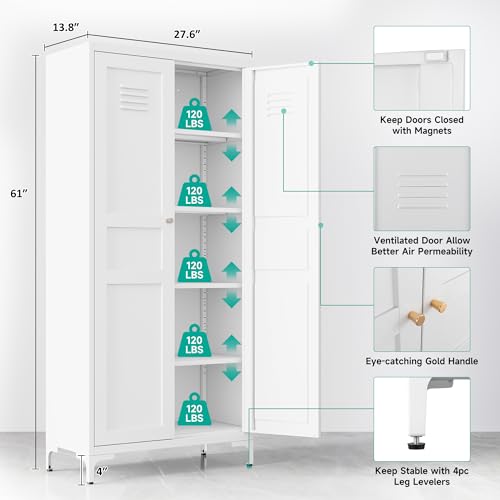 Metal Storage Cabinet with Doors and Shelves