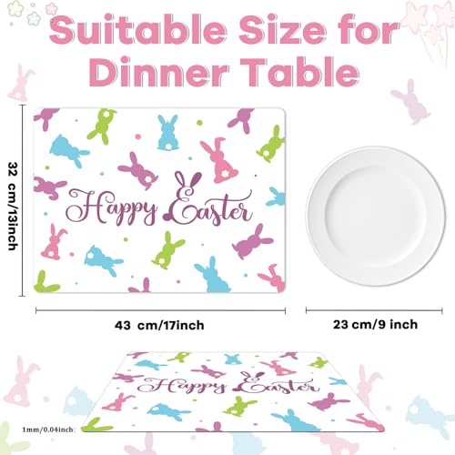 Easter Placemats Set of 6 Rabbit Eggs Plastic Table Mat 17×13×0.04in (6 Count)