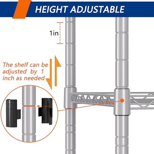 5 Wire Shelving Metal Storage Rack Adjustable Shelves
