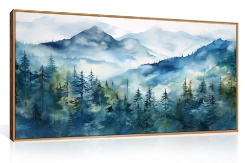 Blue Ridge Mountain Forest Framed Canvas Wall Art Set