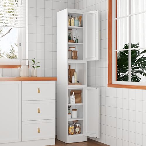 Tall Narrow Storage Cabinet 66.93" H Tall Bathroom Cabinets Metal Pantry Cabinet