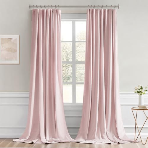 Light Pink Back Tab Blackout Curtains 52x96 Inch Long 2 Panels Set (2 Count)