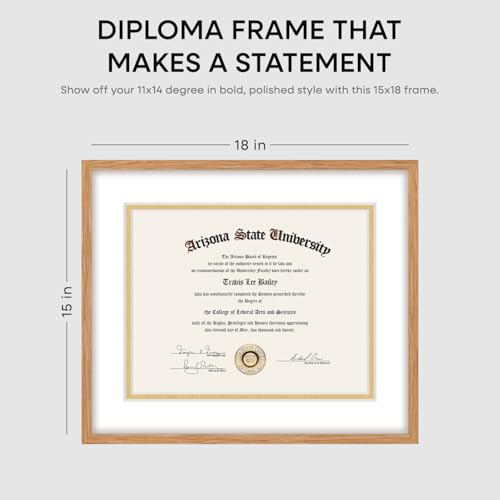 15x18 Natural Oak Diploma Frame (3 Count)