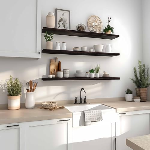 Wood Floating Shelves for Wall Decor (4 Count)