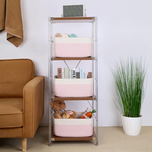 Woven Pink Cotton Storage Baskets (3 Count)