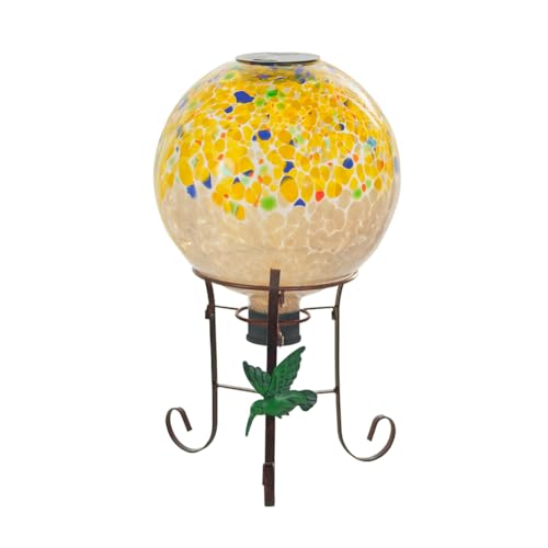 10" Diameter Solar Gazing Ball and 8.5" Metal Stand Yard Art