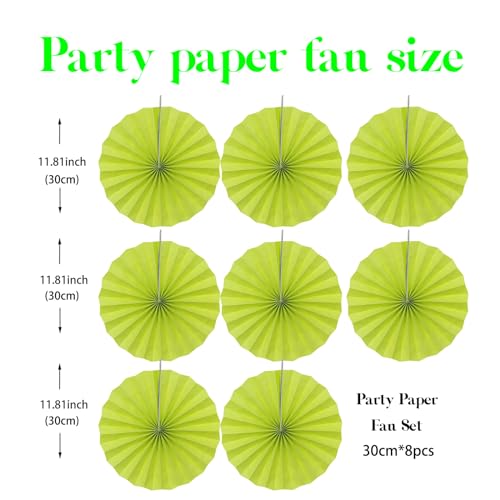 Green Party Decor Light Green Hanging Paper Fans Set 12inch DIY (30 Count)