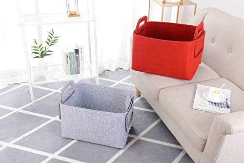 Storage Basket Felt Storage Bin Collapsible& Convenient Box Organizer with Carry Handles for Office Bedroom Closet Babies Nursery Toys Laundry