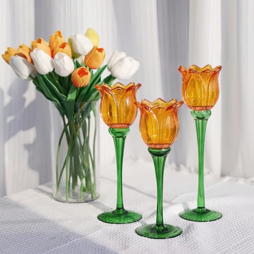 Orange Tulips Votive Candle Holders Set of 3 (3 Count)