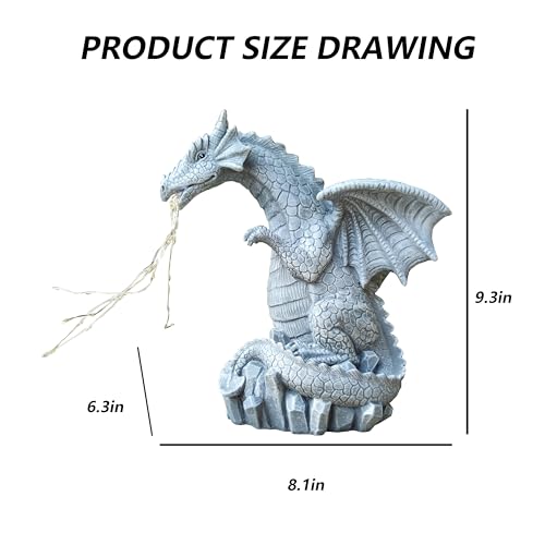 Dragon Solar Garden Statues Outdoor Decoration with LED Light Strings