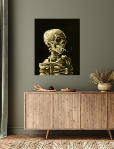 Head of a Skeleton with a Burning Cigarette. Vincent Van Gogh Reproductions. Giclee Print for Wall Decor. 24x30
