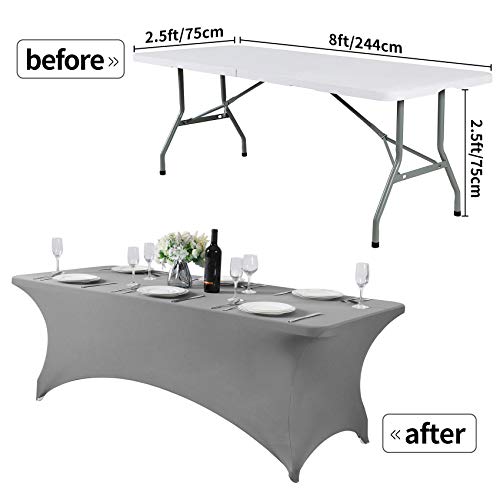 2Pack Spandex Table Cover for 8FT or 4ft or 6ft Table Universal Fitted Stretch Tablecloth for Party (2 Count)