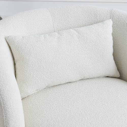 34" W Sherpa Swivel Barrel Accent Chair with Pillow