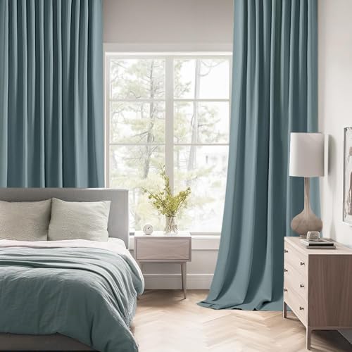 Greyish Blue Back Tab Blackout Curtains 52x72 Inches Long 2 Panels (2 Count)