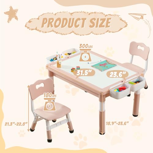 Multi Functional Kids Table and 2 Chairs Set (3 Count)