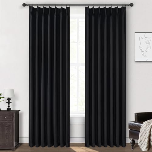 Black Curtains for Bedroom 90 Inches Long