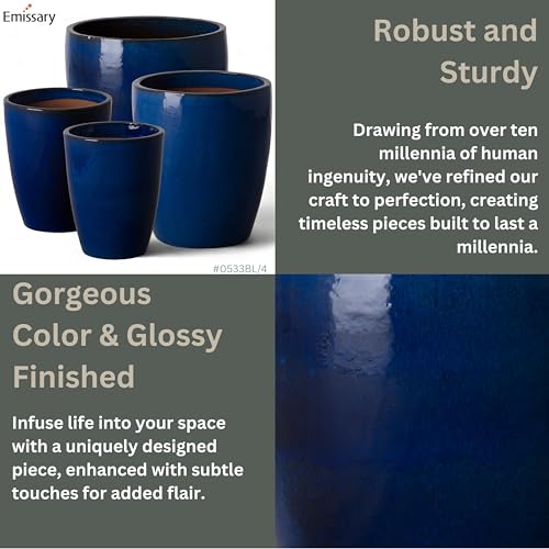 Bullet 18 in. Blue Ceramic Round Planter