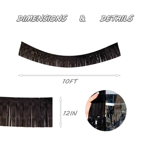 Black Foil Fringe Garland 10FT 6packs for Parade Float Decorations (60 Foot)