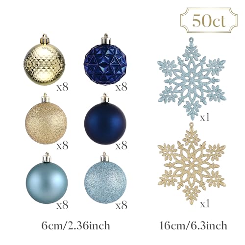 50ct Christmas Tree Decorations Ball Ornaments 2.36 Inches (50 Count)
