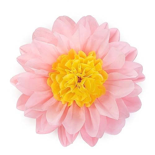 Pink Purple Paper Flowers Tissue Paper Pom Poms Sunflower Daisy Flowers for Party Decorations (18 Count)