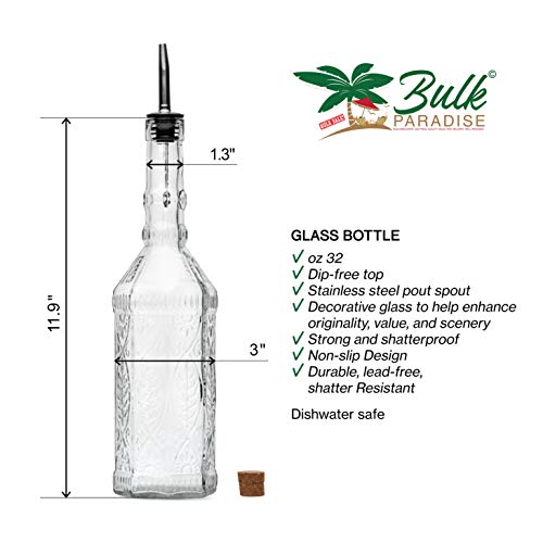 Large Clear Decorative Glass Bottle with Spout and Cork