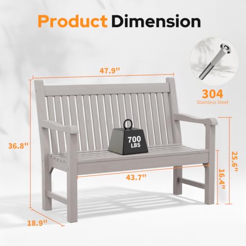 2 Person Outdoor Bench with 700 Lbs Weight Capacity