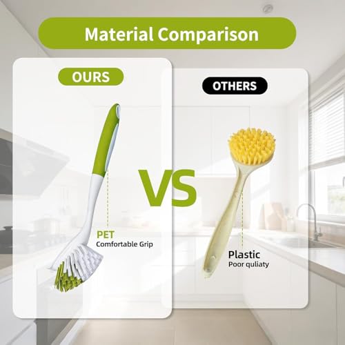 Dish Brush Scrub Brush with Handle (3 Count)