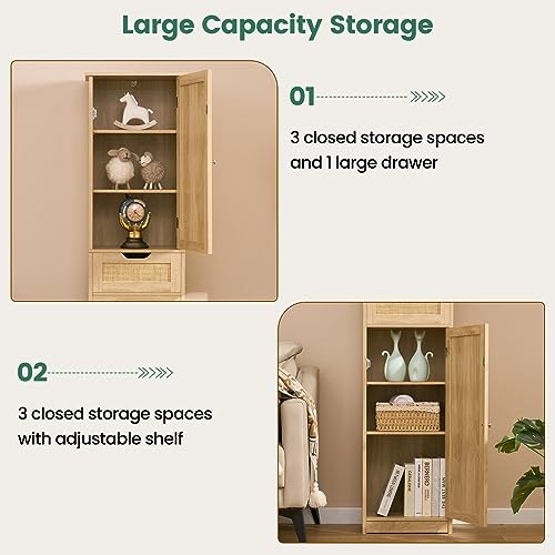 66.9" Tall Bathroom Storage Cabinet with 2 Doors & 1 Drawer