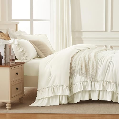 Ivory Ruffle Comforter Set Queen Size