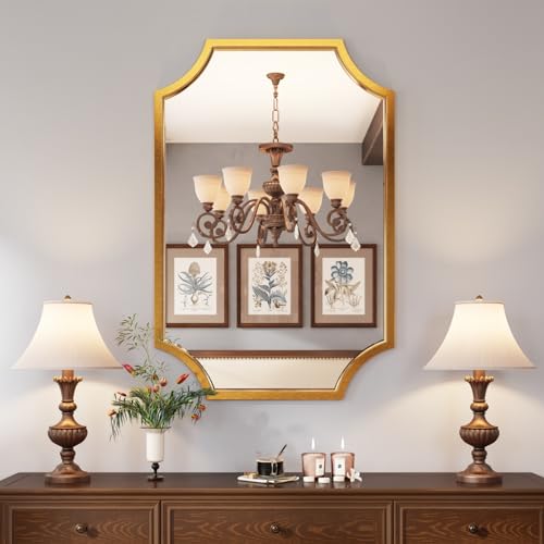 24"x36" Gold Foil Metal Scalloped Decorative Wall Mirror