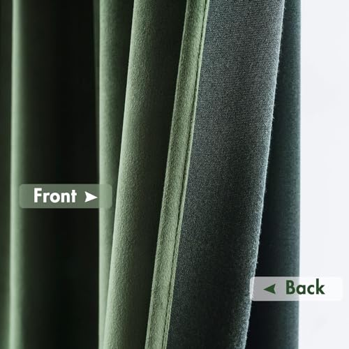 Olive Green Blackout Velvet Curtains Drapes 84 Inch Long 66"x84" (2 Count)