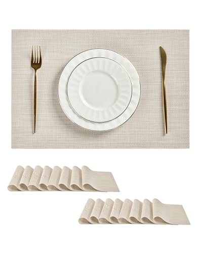 Beige White Placemats Set of 16 (16 Count)