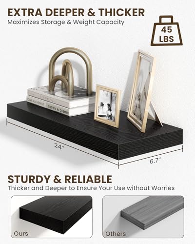 24" Floating Shelves for Wall (2 Count)