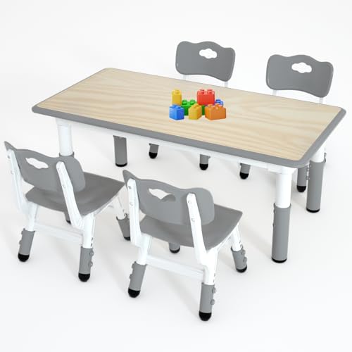 Kids Study Table and 4 Chairs Set
