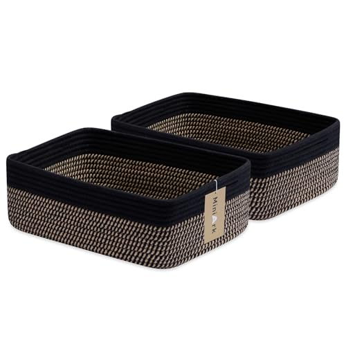 Large Shallow Organizing Baskets 15x11x5.1 Inches (2 Count)
