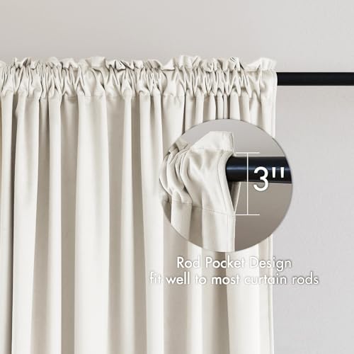 Ivory Blackout Velvet Curtains Drapes 90 Inch Long 52"x90" Bedroom (2 Count)