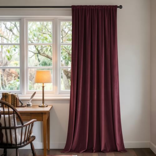 Ruby Red Blackout Velvet Curtains Drapes 108 Inch Long 52"x108" (2 Count)