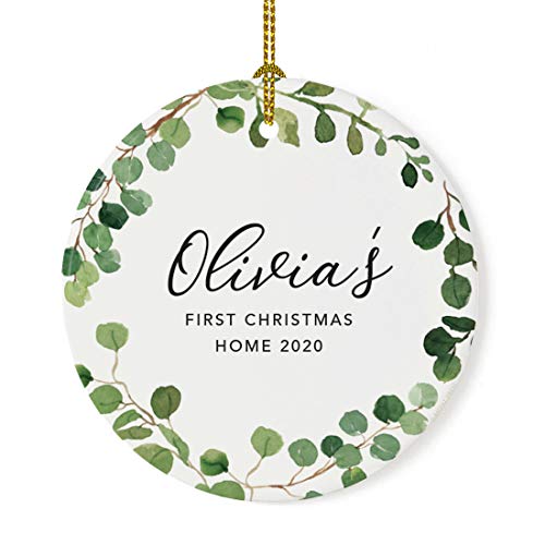 Personalized Round Ceramic Porcelain Christmas Tree Ornament Keepsake Collectible New Baby Gift