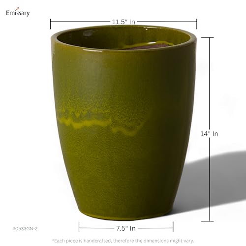 Bullet 11.5 in. Green Ceramic Round Planter