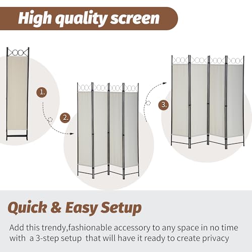 4 Panel Room Divider and Folding Portable Partition Screen
