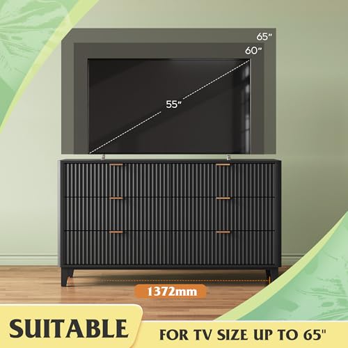 Fluted Dresser for Bedroom with 6 Drawers