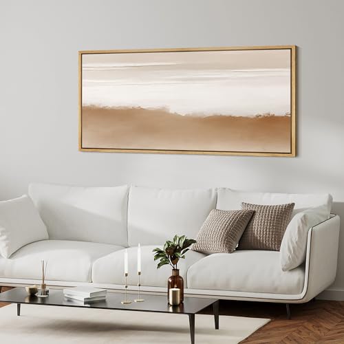 Extra Large Framed Canvas Print Wall Art Minimalist Abstract Terracotta and White Retro Fine Art Illustrations Decorative Colorful for Bedroom