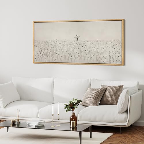 Extra Large Framed Canvas Print Wall Art Jesus Among the People Monochrome Religious Illustrations Decorative Colorful Multicolor for Bedroom