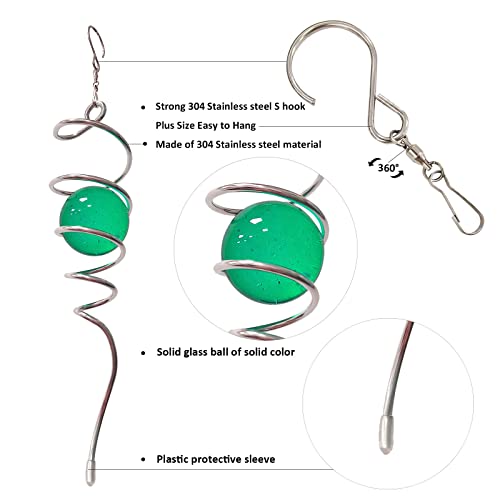 Wind Spinner Tail Gazing Ball Spiral Decorative Wind Spinners Sun Catcher 11inch Tail and 2 inch Glass Orb. Indoor Outdoor Garden Decoration Wind Spinner Stabilizer