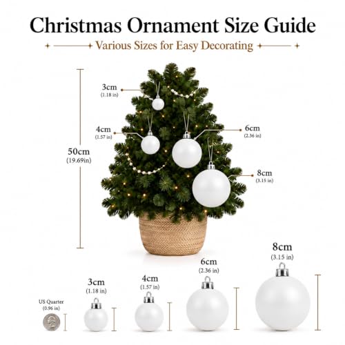 24ct Christmas Ball Ornaments Shatterproof Xmas Tree Hanging Balls Decorations Perfect for Halloween Decorations Holiday Wedding Christmas Decor (34 Count)