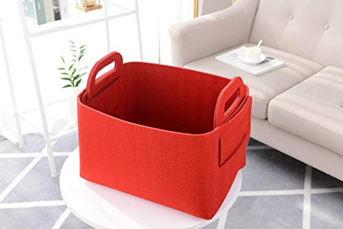 Storage Basket Felt Storage Bin Collapsible& Convenient Box Organizer with Carry Handles for Office Bedroom Closet Babies Nursery Toys Laundry