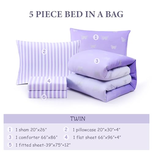 Twin Comforter Set with Sheets for Girls (5 Count)