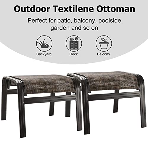 Patio Footstools Outdoor Foot Rest Aluminum Ottomans Samll Seat Wicker Furniture Patio Ottoman 2 Pieces Brown (2 Count)