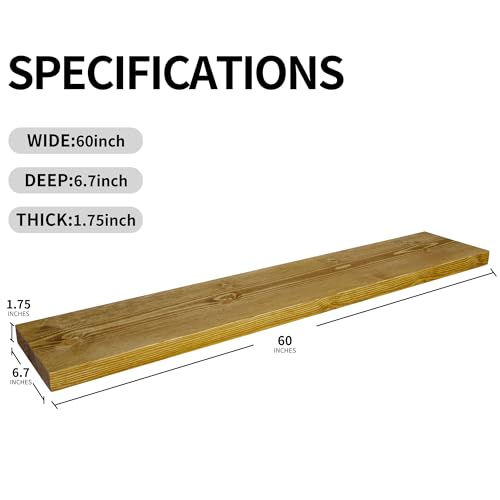 Wood Floating Shelves for Wall 60 inch Set of 2 (2 Count)